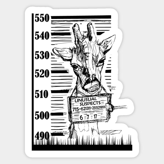 Unusual Suspects: Giraffe:Busted Sticker by Redmetalwolf